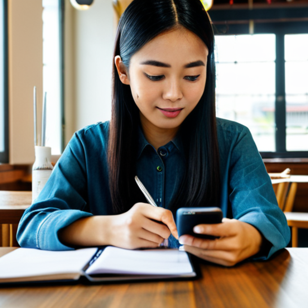 Budgeting & Tracking Expenses**

"A young Malaysian woman, fully clothed in modest casual wear, sitting at a table in a brightly lit cafe, focused on a budgeting app on her smartphone, with a notebook and pen beside her. The scene depicts financial awareness and planning, safe for work, appropriate content, perfect anatomy, natural proportions, professional, family-friendly."

**