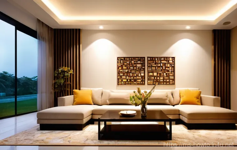 스마트 조명 활용법 - **A Modern Malaysian Living Room at Dusk with Smart Ambient Lighting:**
    A serene and inviting li...