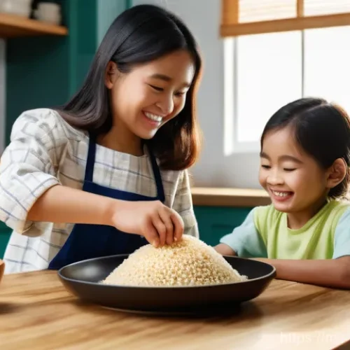 Home 29 요리 활용법 - **A joyful Malaysian family kitchen scene**, with a mother and two children (ages 8-12) gathered aro...